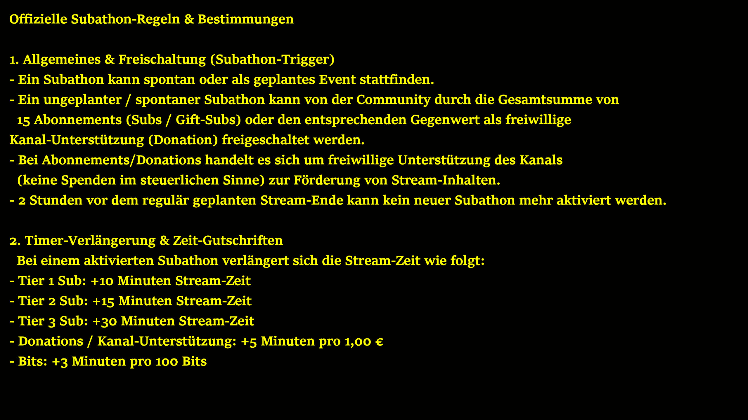 Subathon Regeln