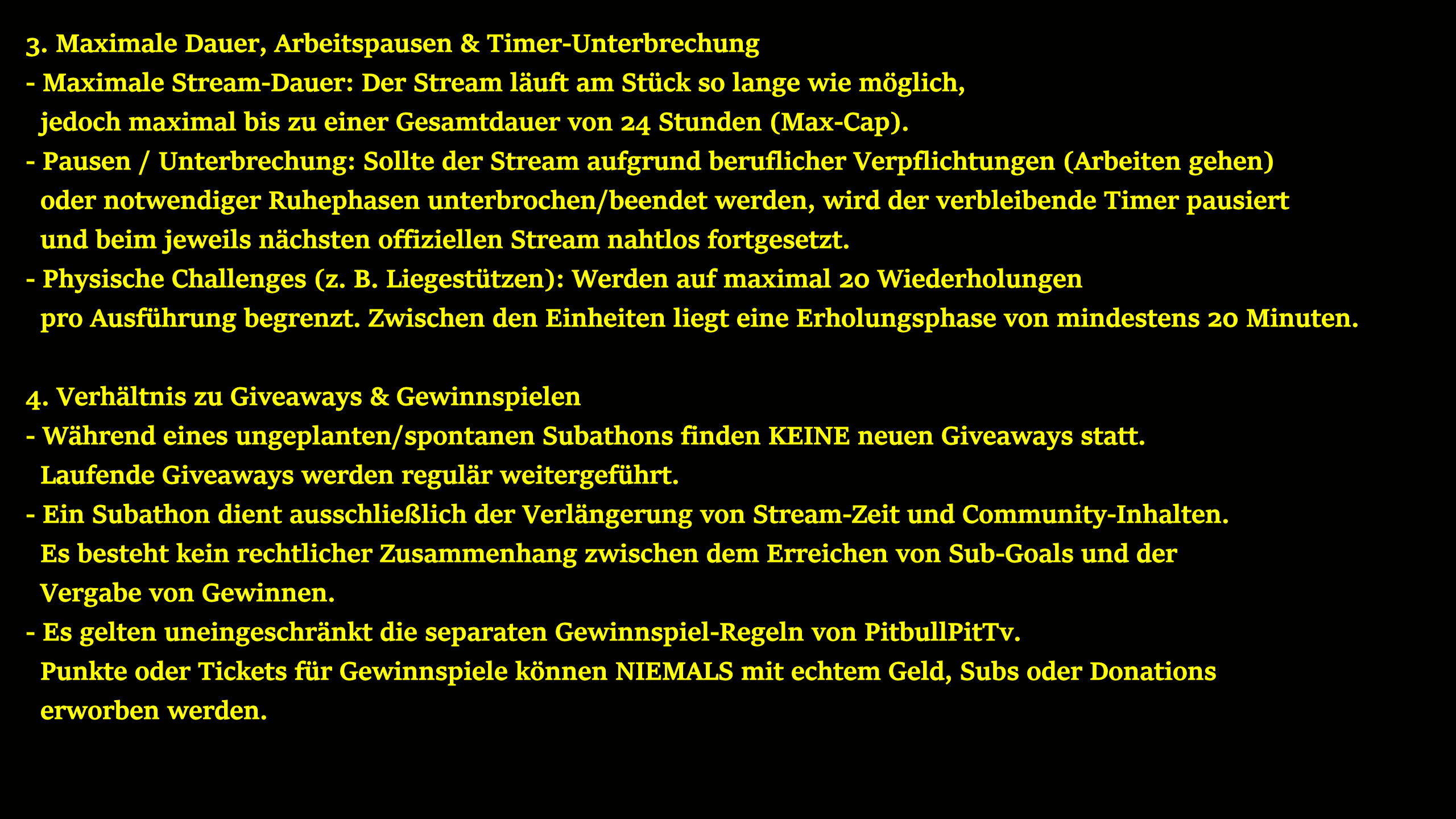 Subathon Regeln